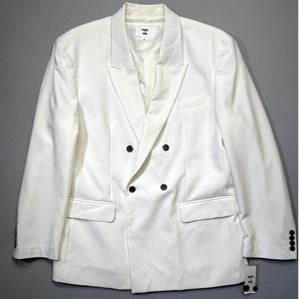 Mode of One Men's Relaxed-Fit Double-Breasted Blazer,  Neo Natural Large $140